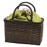 [ハセガワ] 竹籠 浴衣 かご バッグ レディース 巾着取り外し可能 (抹茶)