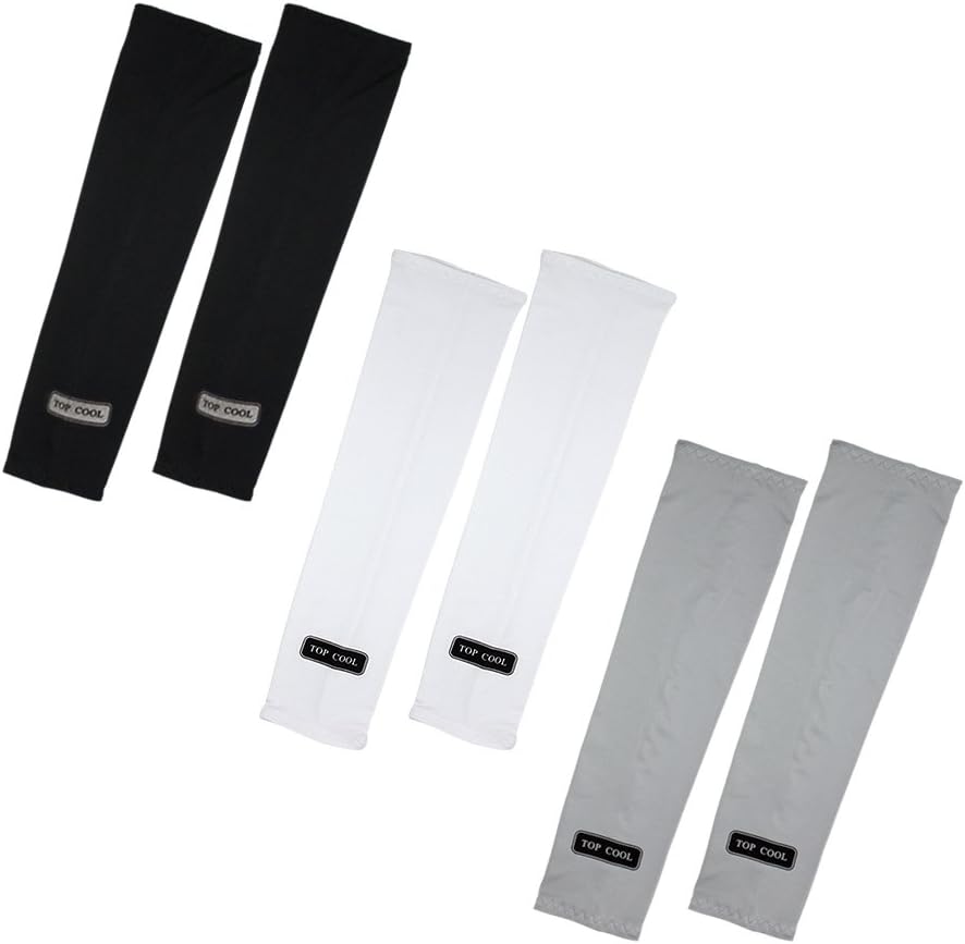 TOP COOL UV Cover Sun Protective Skin Cool Arm Toshi Sleeve, Set of 3 (Black, White, Gray)