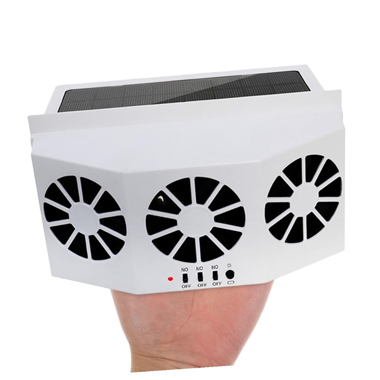 Ventilatore di Raffreddamento per Auto Solare 1200mah Bianco Abs