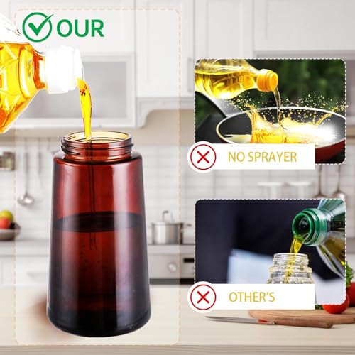 Image of Oliver Oil Sprayer Dispenser for Cooking Bottle 16oz Dark Glass 2pcs Black | 2-in-1 Lightproof Borosilicate Glass Oil Bottle, Wide Mouth for Easy Refill Clean