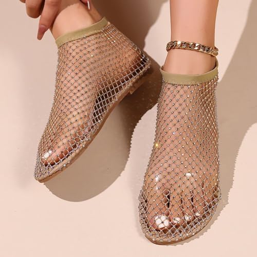 Rhinestone Shoes for Women Ultra Comfortable Shiny Gem Mesh Flats, Shiny Gem Mesh Flats, Casual Elasticity Slip On Mesh Flat Shoes for Women2