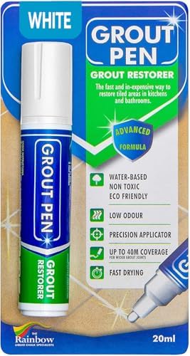 Grout Pen Revives & Restores Stained Tile Grout Large 15mm Nib White