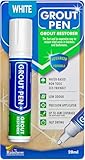Grout Pen White Tile Paint Marker: Waterproof Grout Paint, Tile Grout Colorant and Sealer Pen - White, Wide 15mm Tip (20mL)