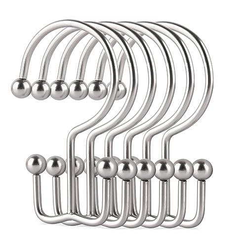 Shower Curtain Hooks Rings,Double Sided Shower Hooks Rust Proof for Bathroom Shower Rods Curtain, Durable Stainless Steel Bathroom Shower Curtain Hangers,Set of 12 Shower Curtain Hooks Rings,Double Sided Shower Hooks Rust Proof for Bathroom Shower Rods Curtain, Durable Stainless Steel Bathroom Shower Curtain Hangers,Set of 12
