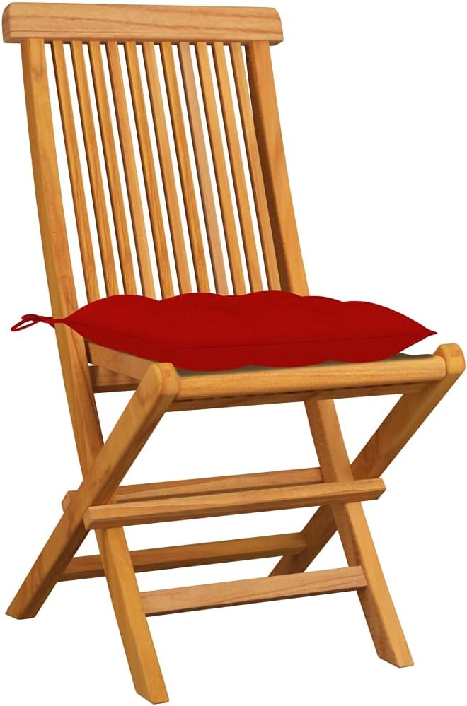 Patio Chairs with Red Cushions 4 pcs,Garden Chair,High Back Chairs,Lounge Chairs,Lawn Chairs,Club Chairs,Outdoor Chair,for Garden,Backyard,Lawn,Porch,Poolside and Balcony,Solid Teak Wood