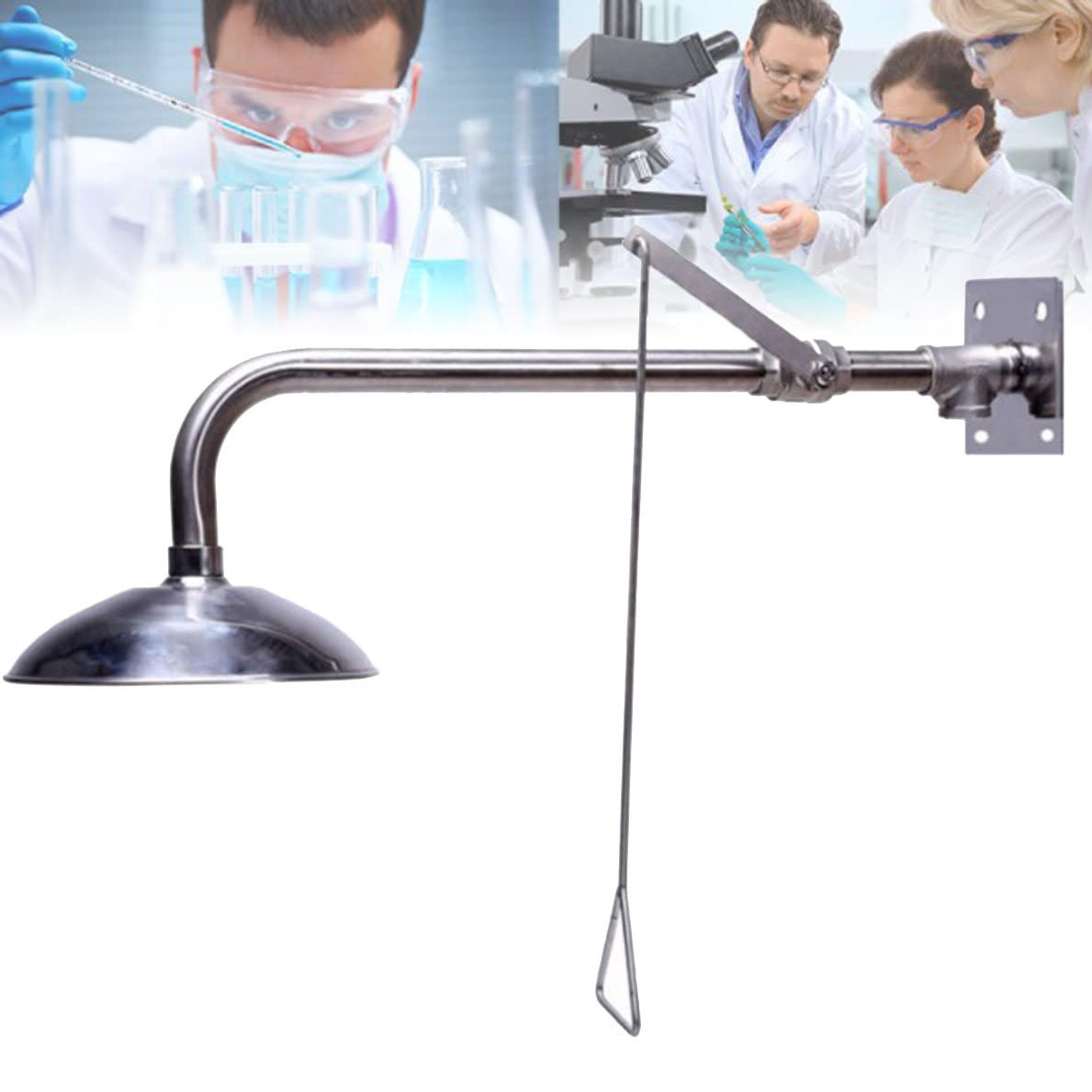 Cabezal rociador de ducha de emergencia - Ducha de seguridad montada en la pared y estación de lavado de ojos | Sistema de limpieza facial