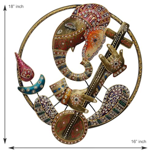Image of SHREE 'O' GREEN TECH - Lord Ganesha Beautiful Ganesha Musician Wall Frame for Home Decor Items Pooja Room Home Decor Items for Living Room Drawing Room