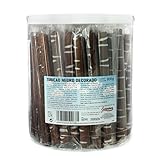 Barquillos Rellenos Tubicao Eurochoc – Surtido de Chocolate Negro y Blanco – Tarro 80 Unidades Aproximadas (TUBICAO NEGRO)