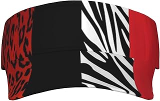 Red Leopard and Zebra Animal Printed Sports Sunscreen Hat, Adjustable Breathable Hollow Top Baseball Cap, for Men and Women