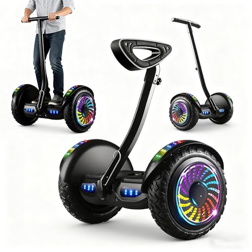 Patinete eléctrico con Bluetooth, control de aplicación, ruedas LED, neumáticos todo terreno, capacidad de carga de 130 kg para desplazamientos urbanos y diversión al aire libre