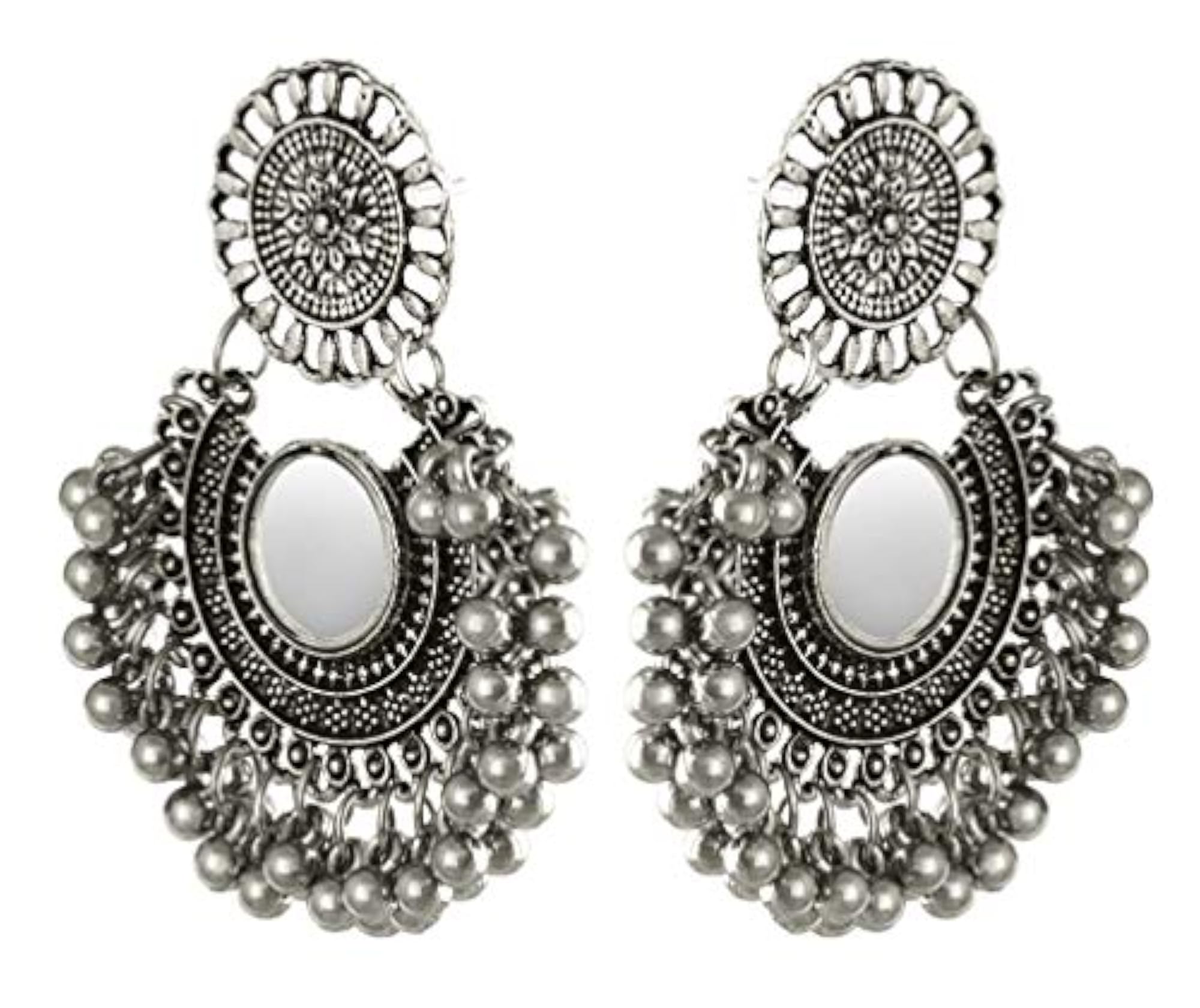Modern Fusion Oxidised German Silver Plated Designer Earrings