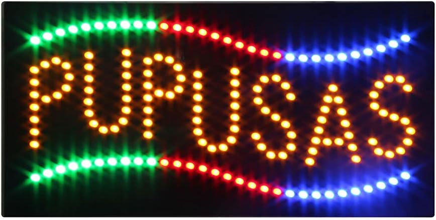 LED Pupusas Sign for Business, Super Bright LED Mexican Restaurant Decor Electric Advertising Display Sign for Salvadoran Restaurant Business Shop Store Window Home Bedroom.