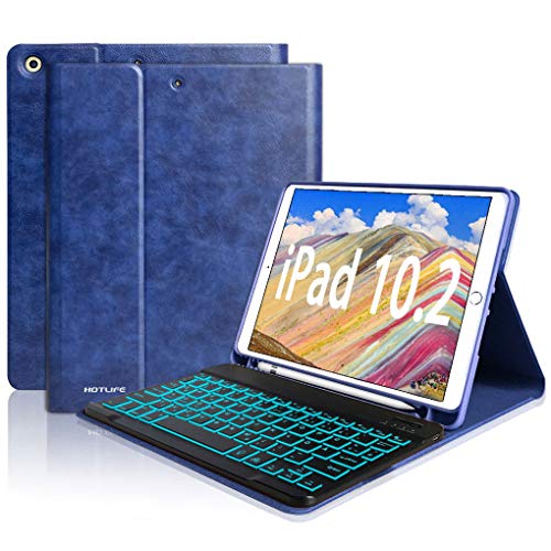 iPad Keyboard 8th Generation Keyboard Case for iPad 8th Generation (2020)/7th Gen (2019) 10.2 Inch - Wireless Bluetooth Backlit Keyboard -with Pencil Holder -Slim iPad Cover-Tablet Keyboard Case
