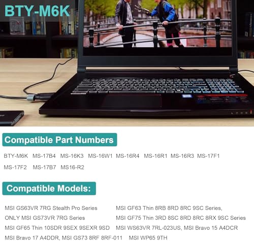 Image of BTY-M6K Laptop Battery for MSI Stealth Pro GF63 GF65 GF75 GS63VR GS73VR 7RG 7RG-005 Thin 8RB 8RC 8RD 8RD-031TH 8RC 8RF 8SC 8RX Thin WS63 8SK WP65 WF65 WF75 MS-16K3 MS-17B4 MS-16W1 MS-16R1 (BTY-M6K)