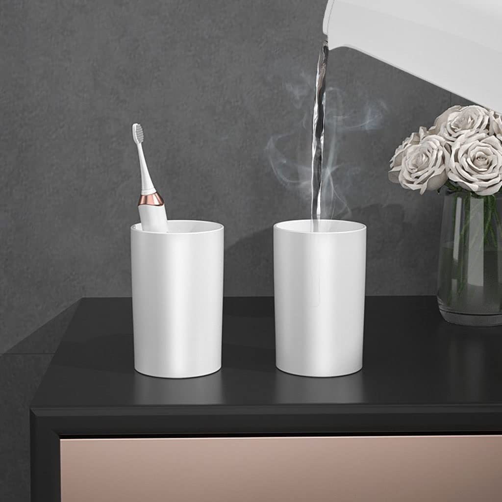 Soporte de Pared para cepillos de Dientes, Organizador de baño sin Perforaciones, con dispensador de Pasta de Dientes y Vaso para Enjuague bucal (A)