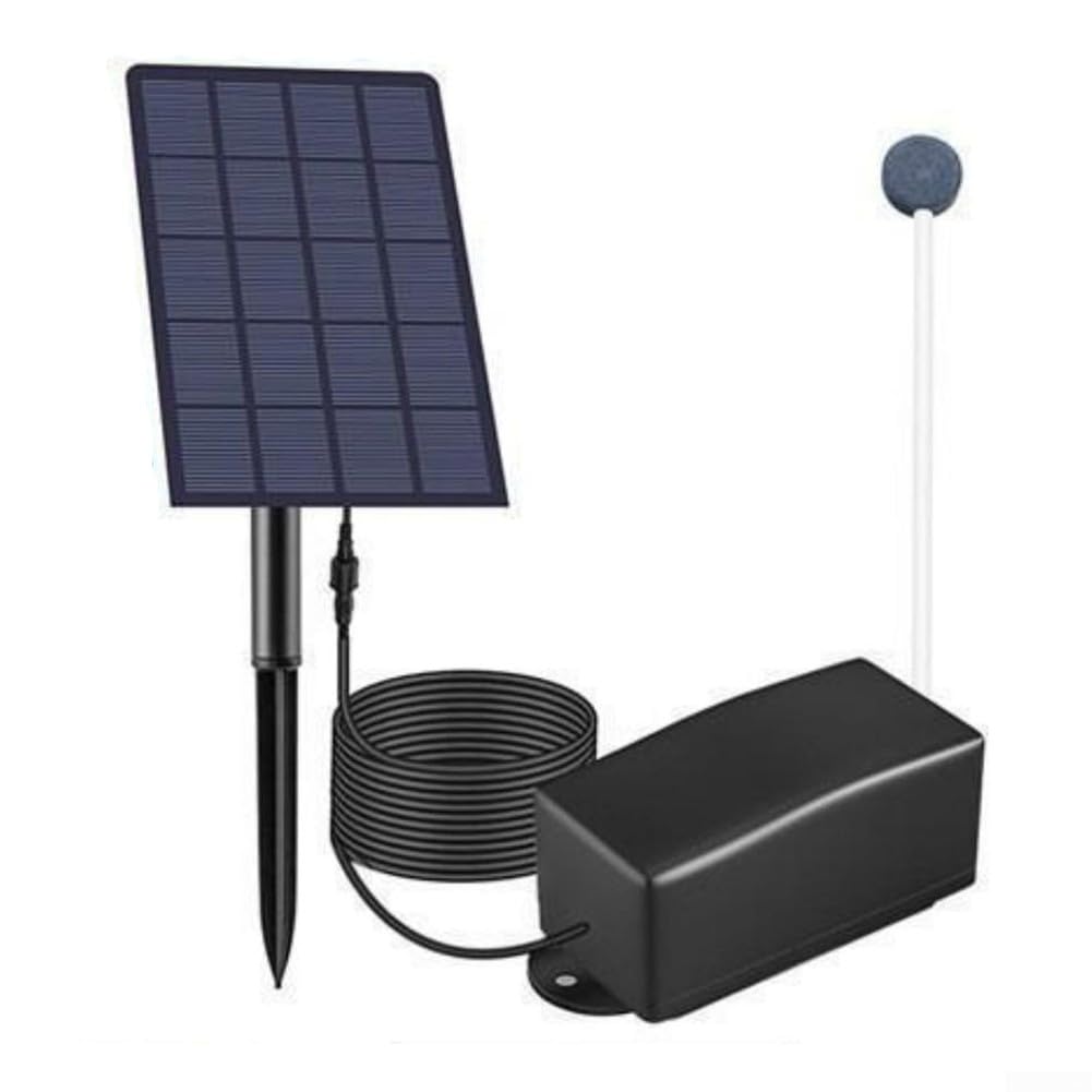 Aérateur de bassin solaire 2,5 W 6 V pompe à oxygène monocristallin pour jardin, aquarium, câble de 1 m de profondeur Noir