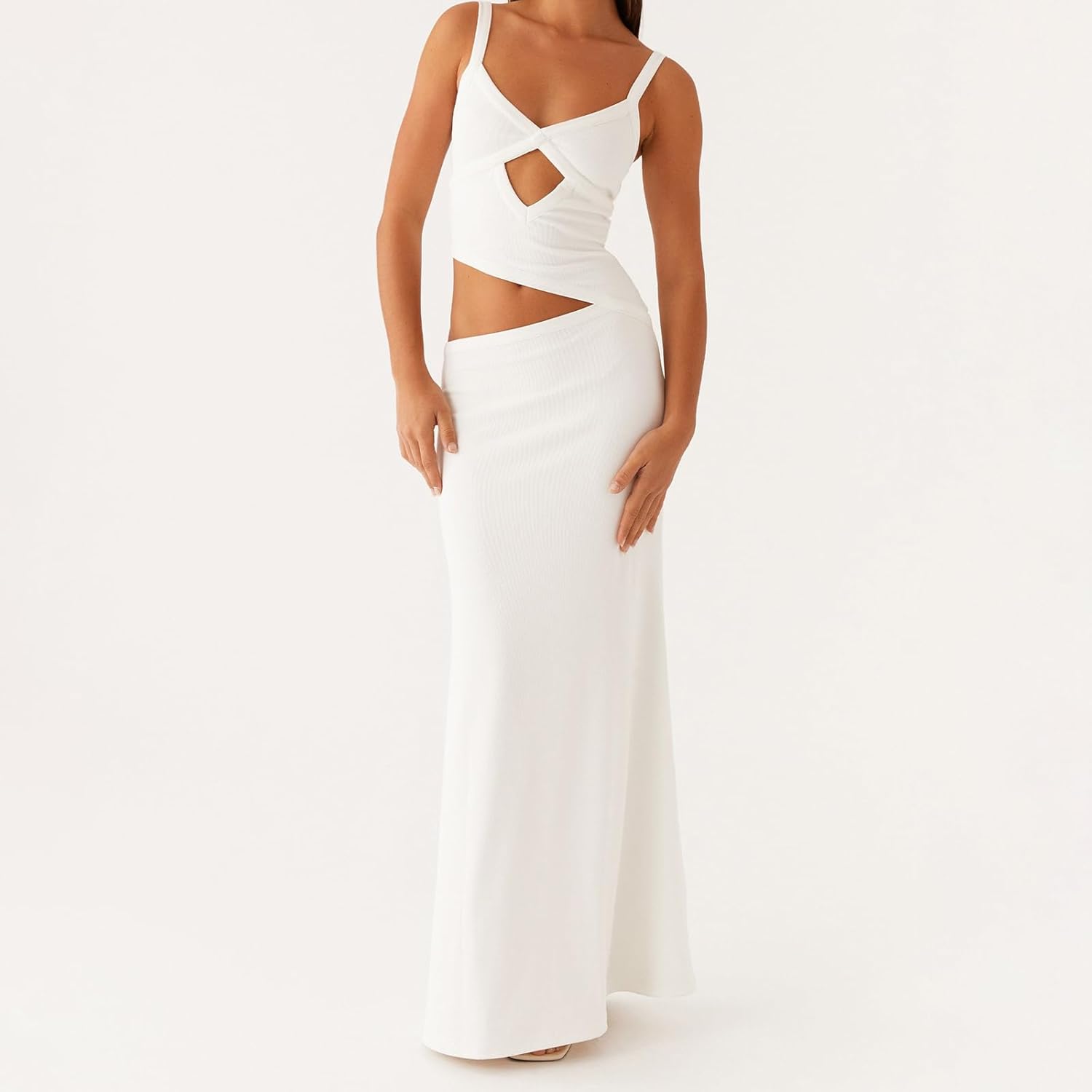 Women Cut Out Maxi Dress Sleeveless Spaghetti Strap V Neck Backless Summer Bodycon Long Dress Party Dress - Image 2