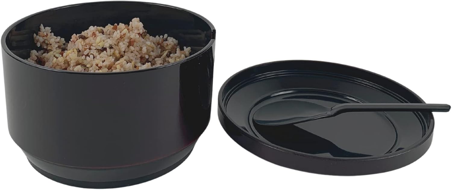 JapanBargain 4777, Rice Serving Bowl with Lid and Rice Paddle Spoon Japanese Ohitsu Container Made in Japan, Burgundy Color, Serving 4-6 People