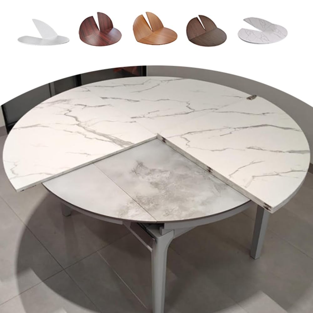 Table de salle à manger portable haut de gamme avec plateau extensible effet bois et marbre