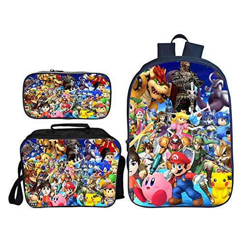 QWEIAS 3Pcs Mochila para niños: Super Mario Bros 3D Escolar para   16