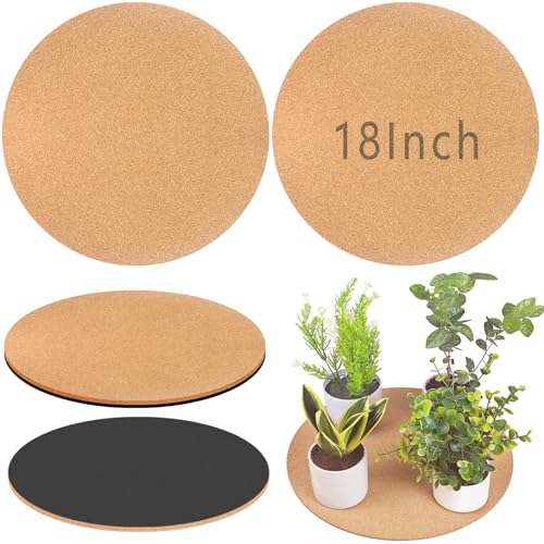 Venyat 18 Inch Large Cork Plant Coasters, 2 Pieces Cork Plant Mats, Cork Coaster for Planters, Large Plant Coasters for House Plants Indoor Outdoor (Nude & Black)