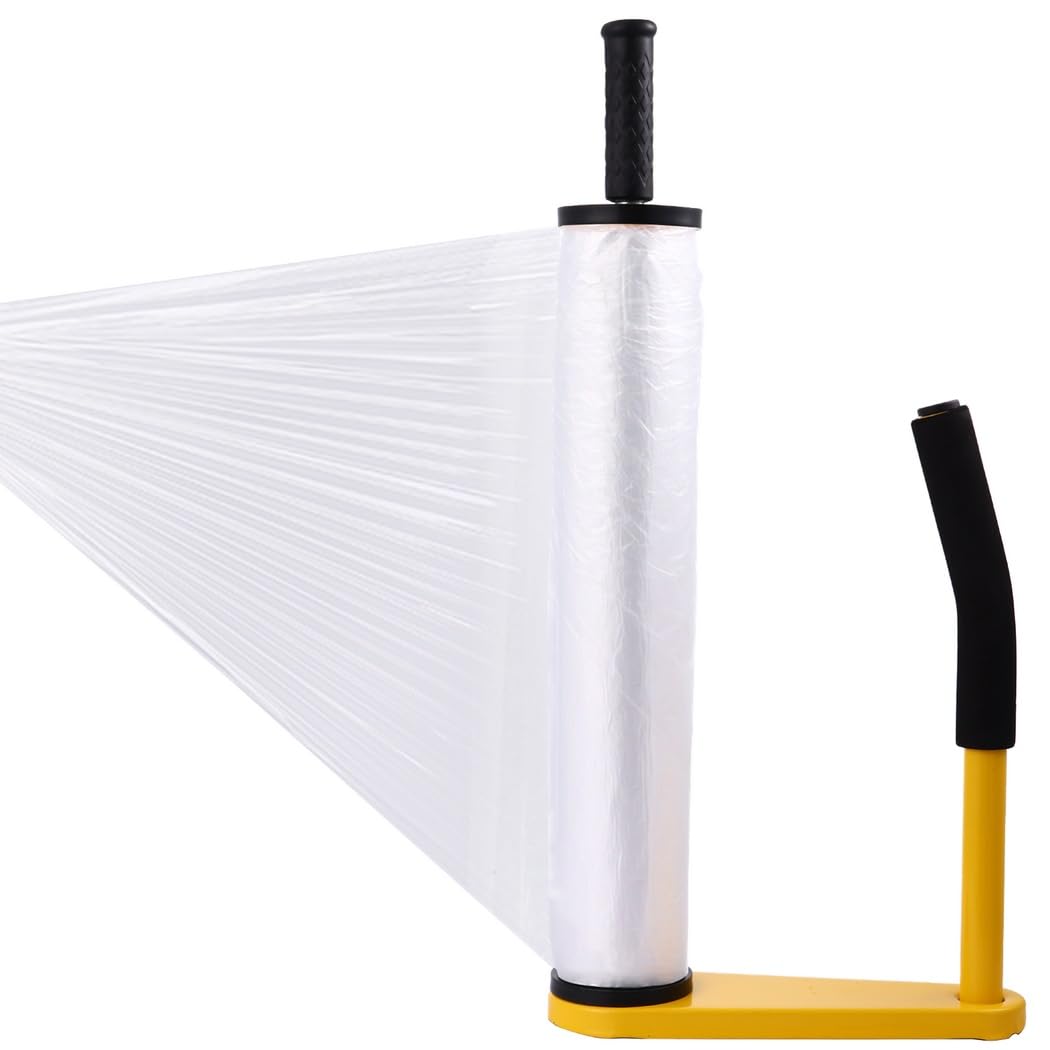 Dozownik folii stretch do rolek 45 cm i 50 cm, teleskopowy dozownik folii termokurczliwej z uchwytem regulacji naprężenia, uchwyt na folię do owijania rdzenia 7,5 cm, maszyna pakująca do pakowania