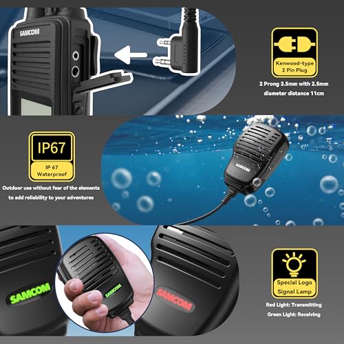 Image of SAMCOM FPCN10A Long Range Two Way Radio with Waterproof Speaker Mic - Heavy Duty Walkie Talkies, 20 Channels UHF Radios, 3000mAh Battery for Construction Site, School Security & Warehouse(2-Pack)