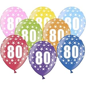 10 kunterbunte Luftballons 80. Geburtstag Made in EU Metallic 30cm Dekoballons zum 80 Geburtstag 80 Jahre Party Ballon…
