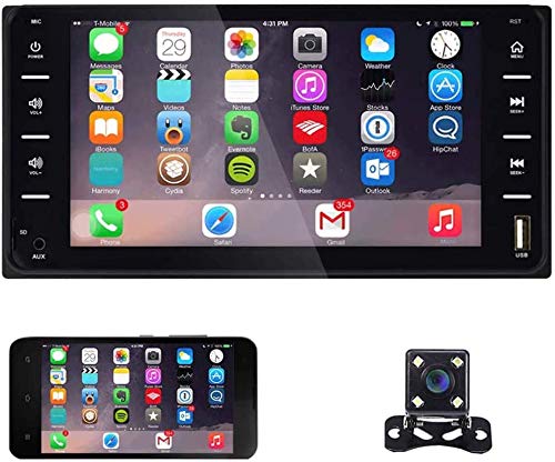 Double Din Car Stereo Radio 7 Inch Touch Screen Bluetooth FM Radio Receiver with USB AUX-in Port Support Smart Phone Mirror Link + Mini 4 LEDs Backup Camera for Toyota Corolla
