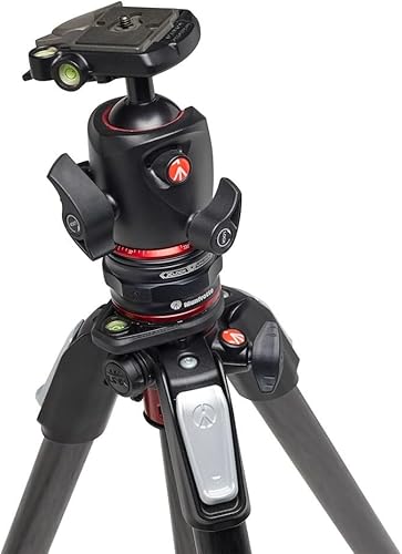 Miniatura 6 de Manfrotto Kit de trípode de carbono de 4 secciones, trípode para cámara con cabezal de bola con sistema de liberación rápida de movimiento, kit de