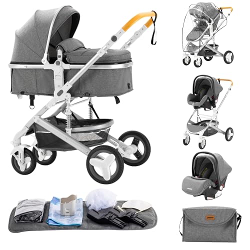 ALYIKOU kinderwagen 3 in 1 Zusammenklappbarer Kinderwagen KombiKinderwagen Aluminiumrahmen für Neugeborene