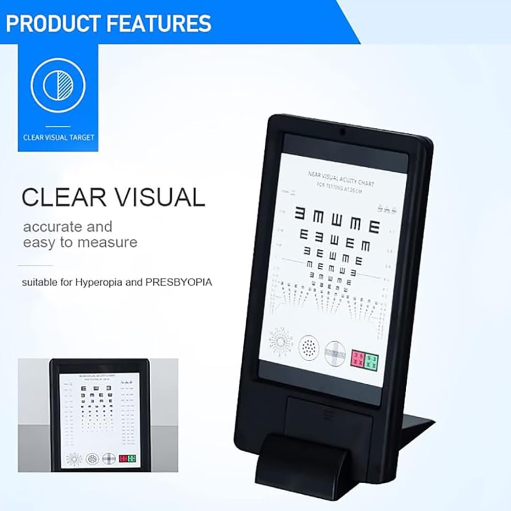 Tabla de optometría LED para pruebas de visión cercana, brillo ajustable, para presbicia y exámenes oculares