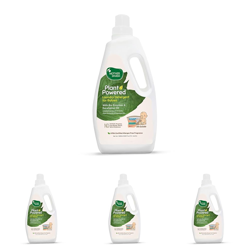 Mother Sparsh Plant Powered Baby Laundry Liquid Detergent With Bio - Enzymes and Eucalyptus Oil | Without Dyes & Optical Brighteners -1 Litre (Pack of 4)-picture-25