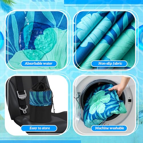 Image of Hahafelt 2 Pack Car Seat Towel Cover with Storage Bag, Floral Hibiscus | 63 x 32 in Car Towel Seat Cover Non Slip Waterproof, Gym Workout Swimming Running, Machine Washable Sweat Absorbent Protector