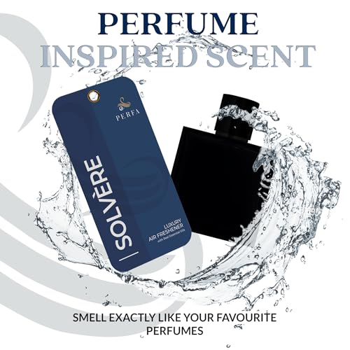 Image of 9PCS Solvere Disposable Air Fresheners for Men | Long Lasting Car Air Freshener Fragrance | Lasts for 2 Weeks | Strong Car Perfume with Odor Eliminating Technology | Solvere by Perfa