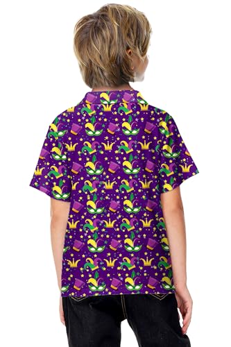 Image of AOBUTE Kids 4th of July Polo American Flag Short Sleeve Button Down Shirts Tops 3-14 Years