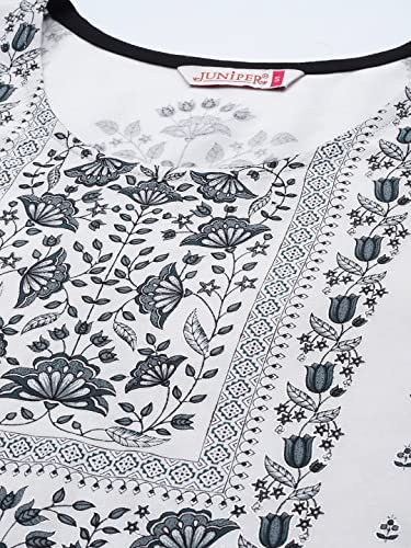 Image of Juniper Women`s Blacknwhite Rayon Printed Straight Kurta Sets