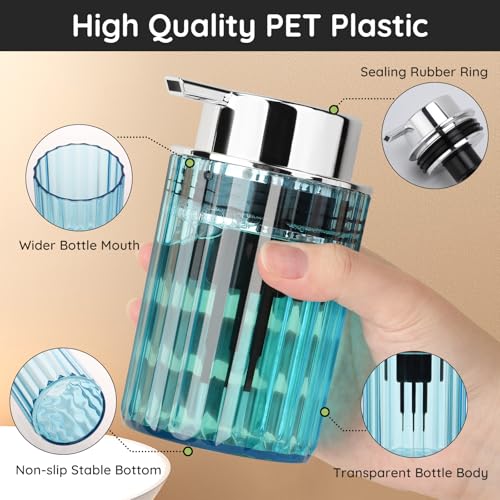 Image of Segbeauty 10oz Plastic Blue Refillable Foaming Hand Soap Dispenser 2pcs, 300ml Empty Foam Bottle Container, Face Wash Foam Pump Bottle for Kitchen, Shaving Foaming Bathroom Countertop Soap Dispensers