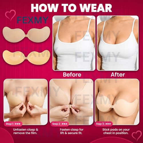 Image of Women's & Girl's Strapless Push Up Wire Free Stick On Invisible Bra, Sticky Liftup Silicone, Stick on Bra for Backless Dress Free Size B Cup