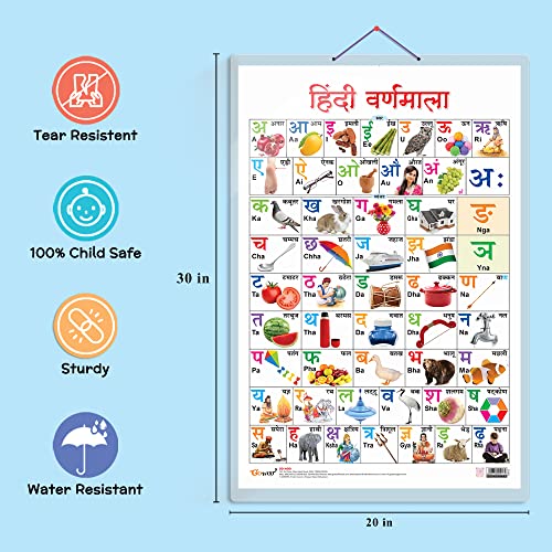 Image of GO WOO Combo of 2 Alphabet and Hindi Varnamala Educational Posters for Preschool Kids Classroom Study | Learning- Charts for Kids Learning (20 inchX30 inch Inches)