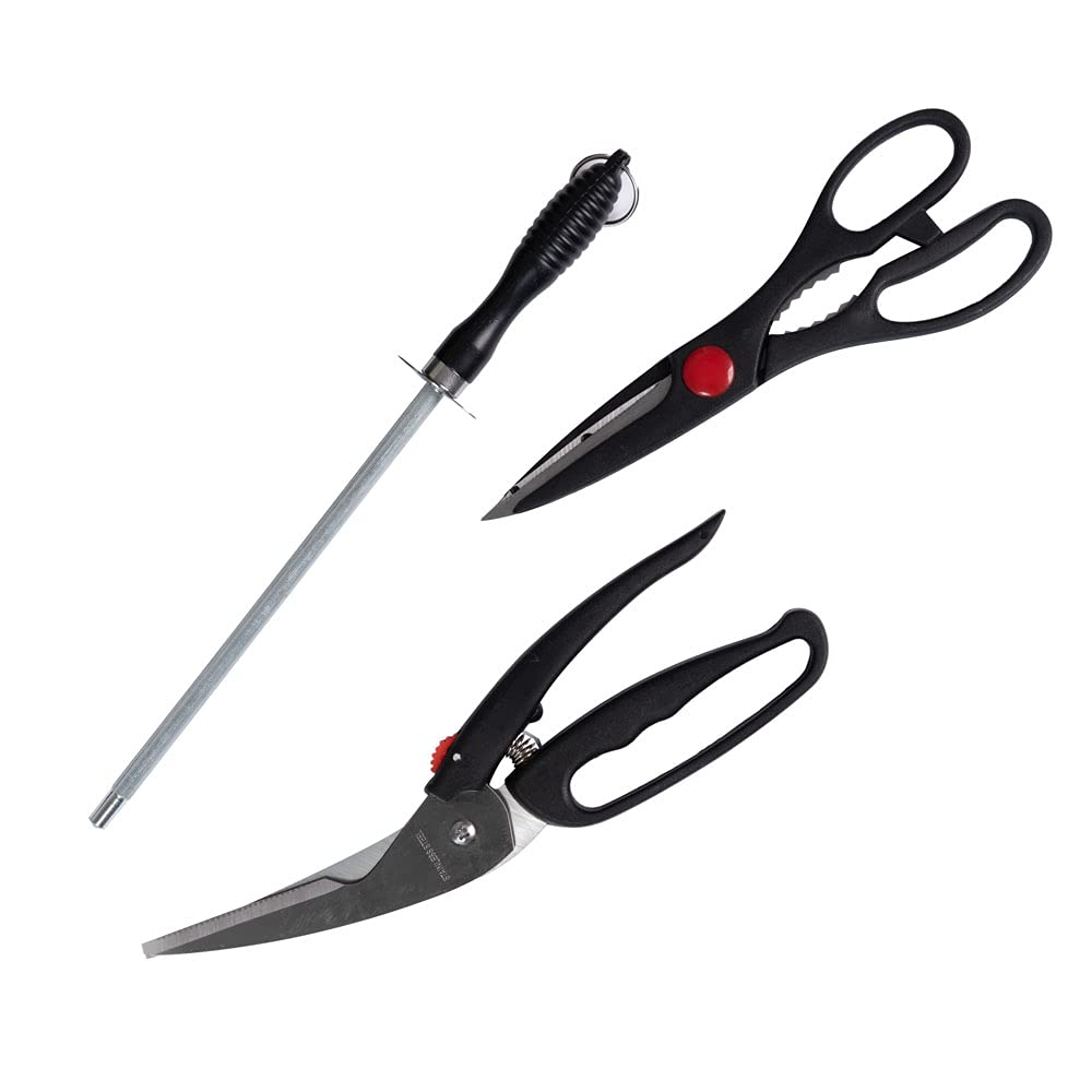 AMC Set di posate ed accessori da 24 pezzi realizzati in acciaio inox 18/10 lucido con manici manici in legno elegante