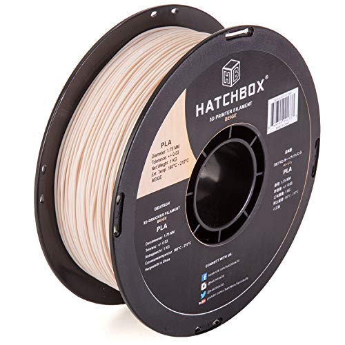 Image of HATCHBOX 1.75mm Beige PLA 3D Printer Filament, 1 KG Spool, Dimensional Accuracy + /- 0.03 mm, 3D Printing Filament