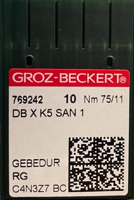 Needle It Up with 100 Groz Beckert DBXK5 San 1 Gebedur Titanium Coated Embroidery Machine Needles (75/11)