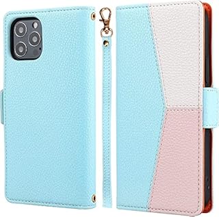 ZCDAYE Phone Case for iPhone 13 Wallet Case with Card Slots Wrist Strap, Folio Flip Leather Cover for iPhone 13 - Splicing Pink