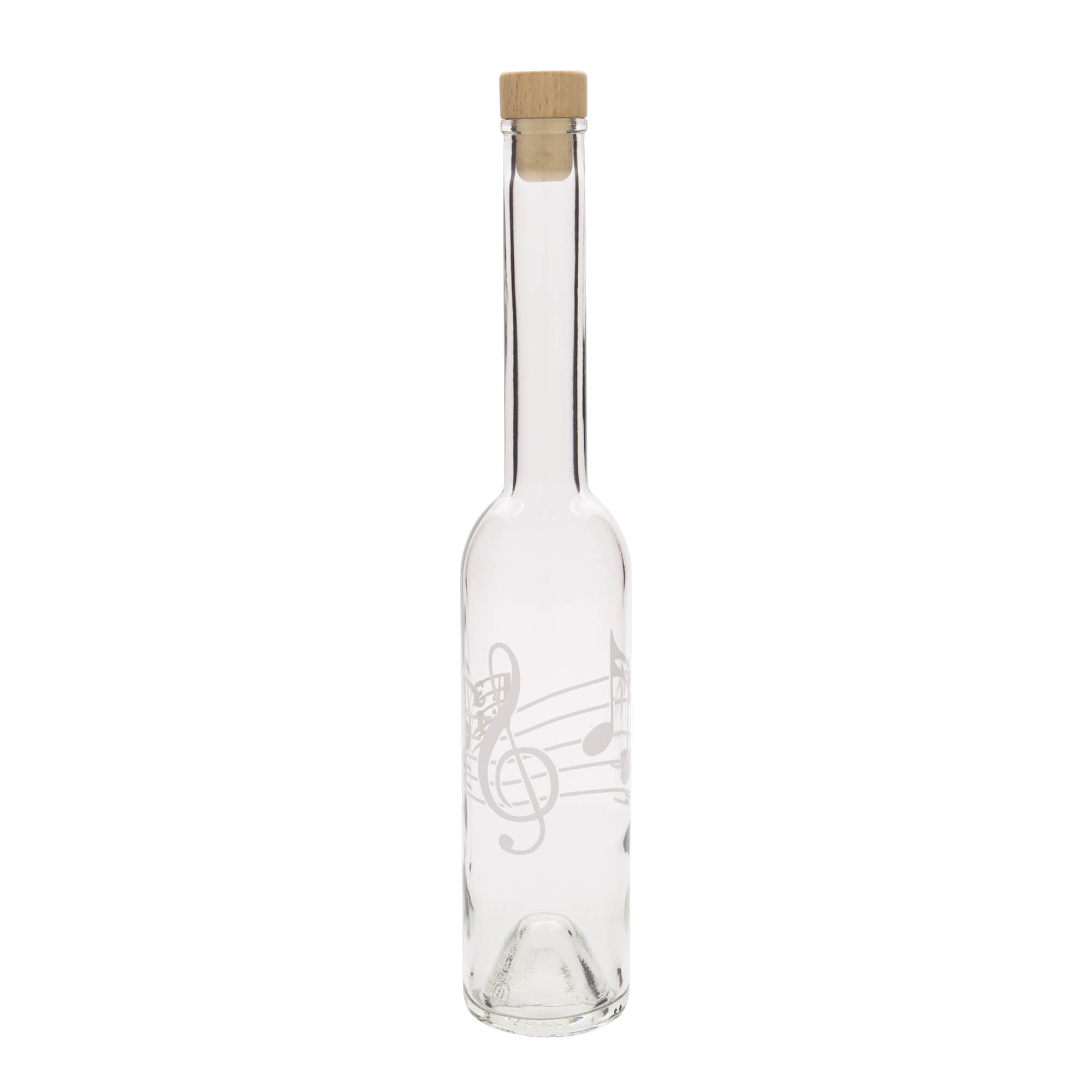 12er Set Glasflasche Opera 350 ml mit Holzgriffkorken Musiknoten Motiv für Liköre Spirituosen Öle Essige Manufakturen Gastronomie