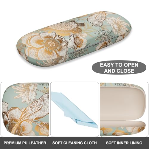 Image of Eyeglasses Case, Portable Hard Shell Protective Case for Glasses, Eyeglass Holder Box for Women with Cleaning Cloth