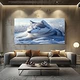 AJOUTEZ UNE TOUCHE ARTISTIQUE ET MODERNE À VOTRE SALON : Transformez votre espace avec nos tableau decoration murale avec impressions Husky Imprimé Animal. Cette peinture murale imprimée sur toile sans cadre (70x140cm) apporte une nouvelle dimension visuelle à votre intérieur, avec 2 cm de marge pour un encadrement personnalisé