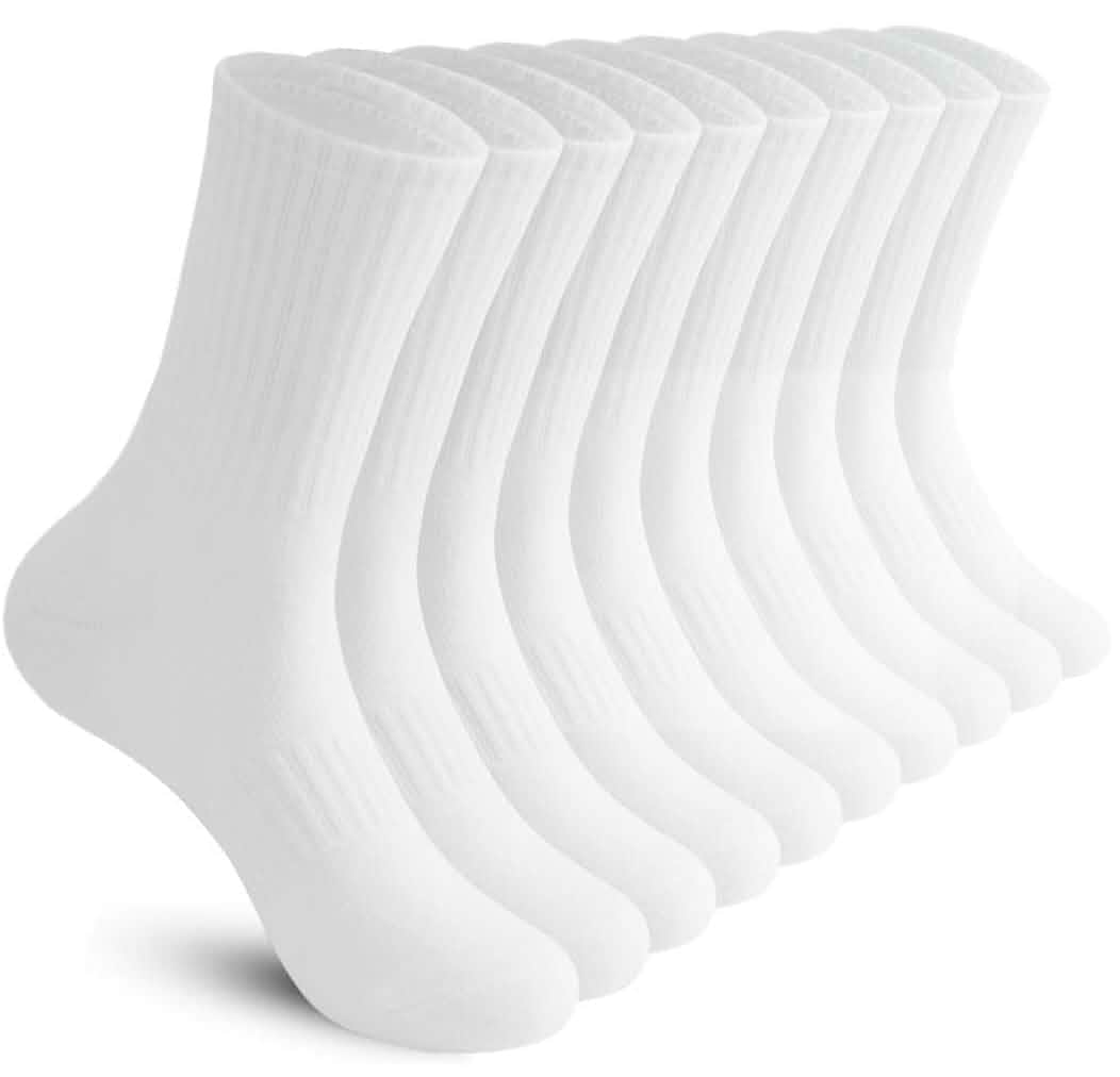 Rehelu Mens Crew Socks Thin Cotton Athletic Running Gym Long Socks 5 Pairs