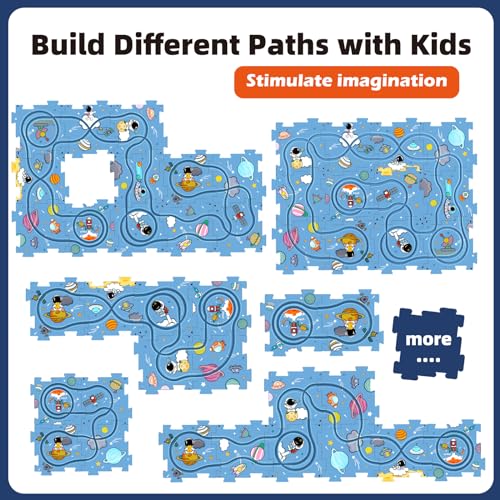 Yiybm 978-23 Tracks Car Toys Gifts For 3 4 5 Year Old Boys Kids,32 Pcs Space Jigsaw Puzzle Racer Car Track Set thumb #4