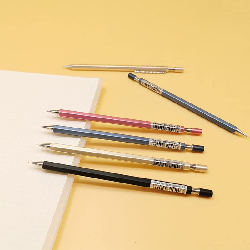 Ołówki 1 szt. Ołówek mechaniczny 0,7/0,5 mm, w całości metalowy, artykuły piśmiennicze, uczniowie, ołówki automatyczne (C 0,5 mm) (A 0,7 mm)